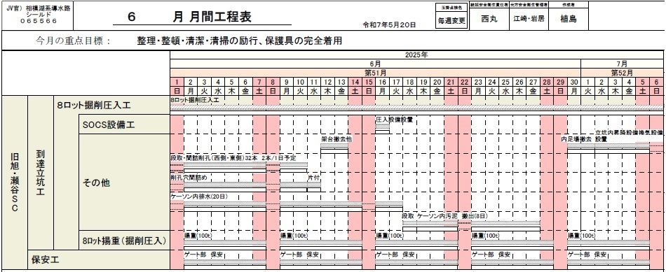旧旭・瀬谷SC月間工程表